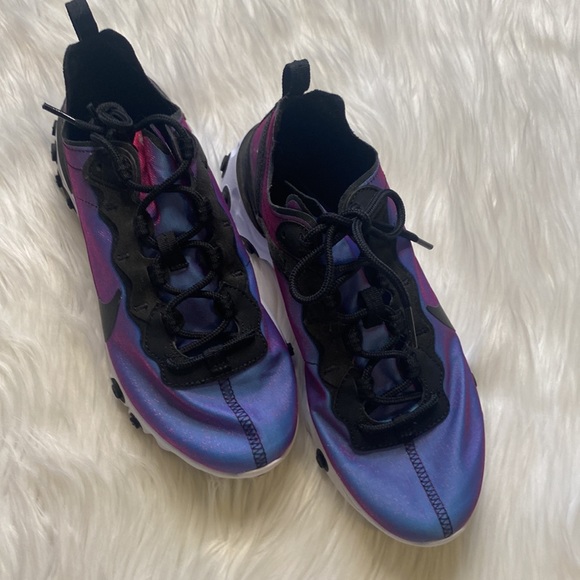 NIKE Sneaker Women CD6964-001 REACT ELEMENT 55 PRM BLACK/LASER FUCHSIA, 8.5 - Picture 9 of 10
